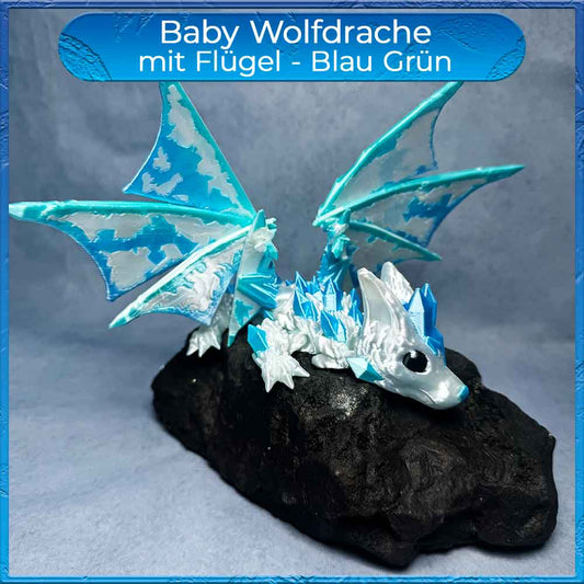 Wolfsdrache auf einem Stein sitzend