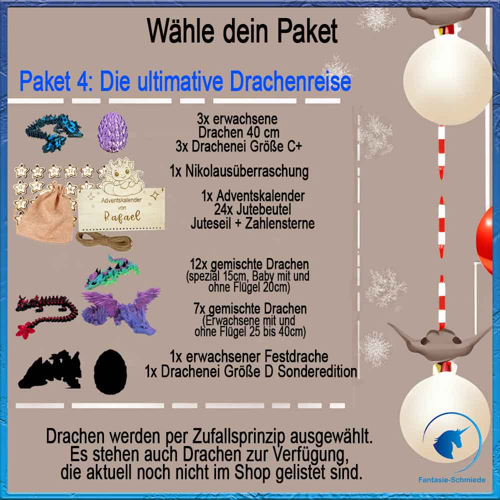 Drachen Adventskalender - Personalisierbar (4 bis 24 Drachen)