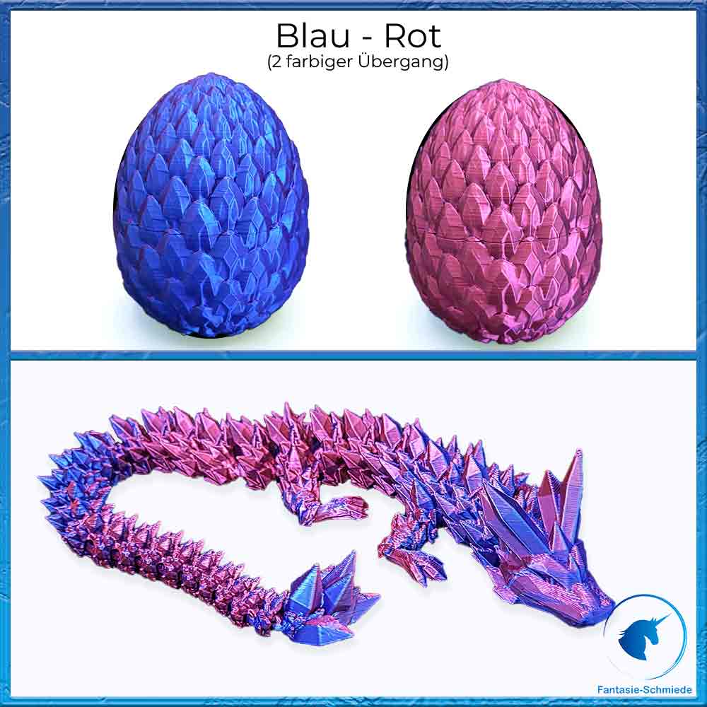 Gelenkiger Kristalldrache (40cm) - mit Drachenei (Farbauswahl)