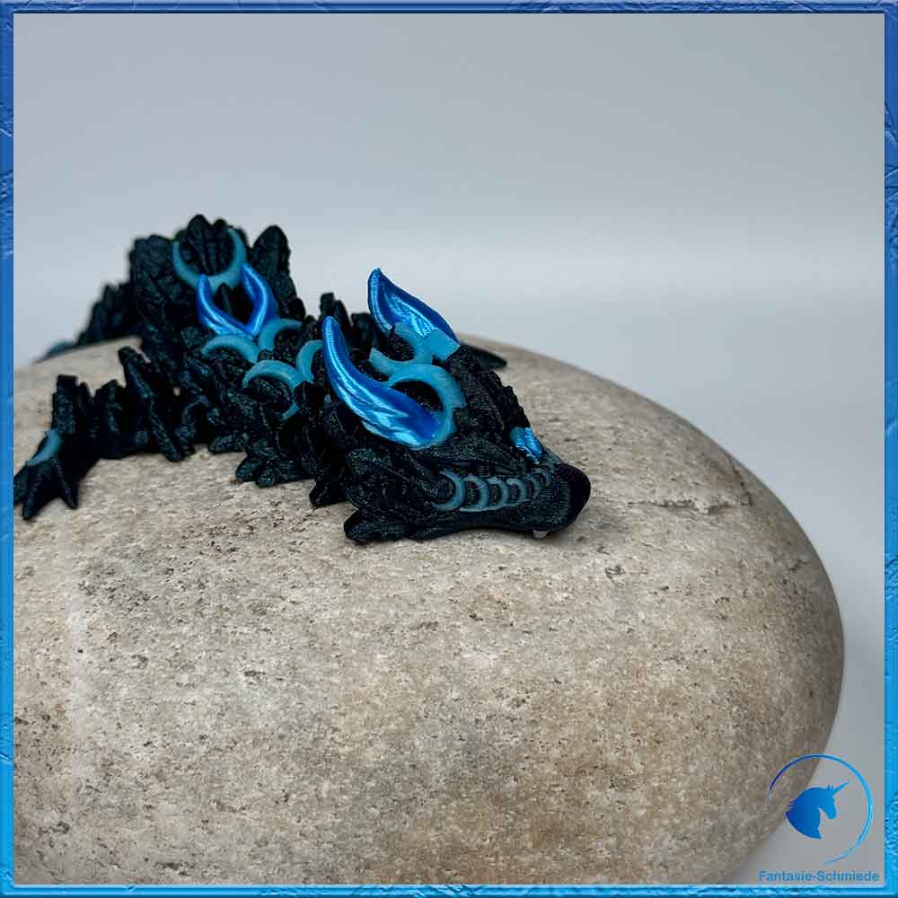 Mond Drache Erwachsen - Schwarz Grün/Blau