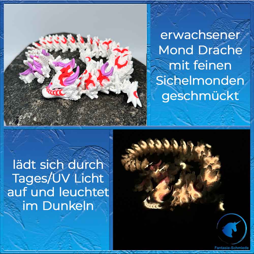 Mond Drache Erwachsen - Weiß/Rot/Flieder