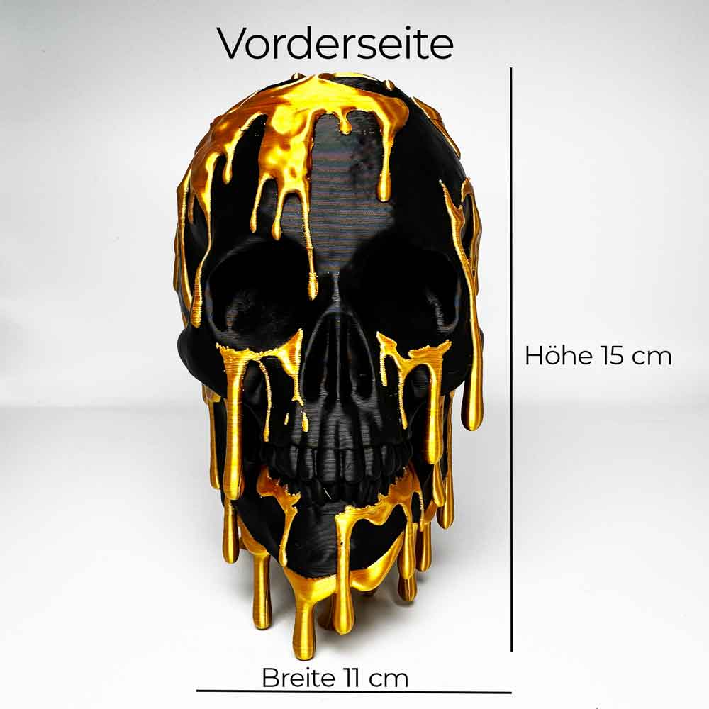 Schädel mit goldenen Tropfen – Gothic und Halloween Deko