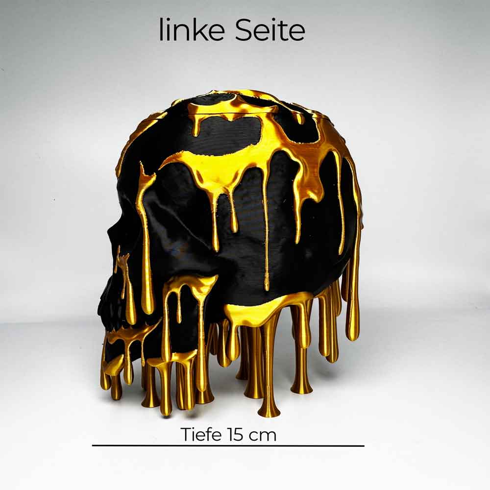 Schädel mit goldenen Tropfen – Gothic und Halloween Deko