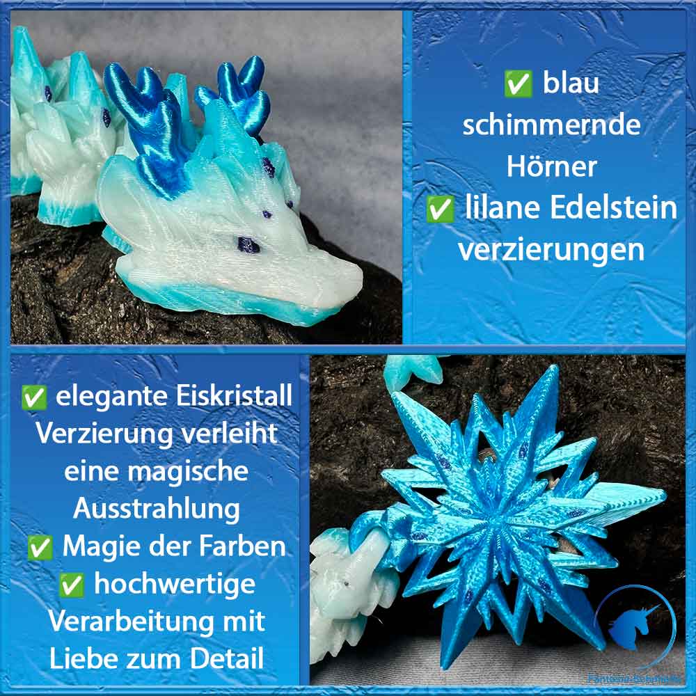 Winterdrache - Eisblau/Glitzerweiß