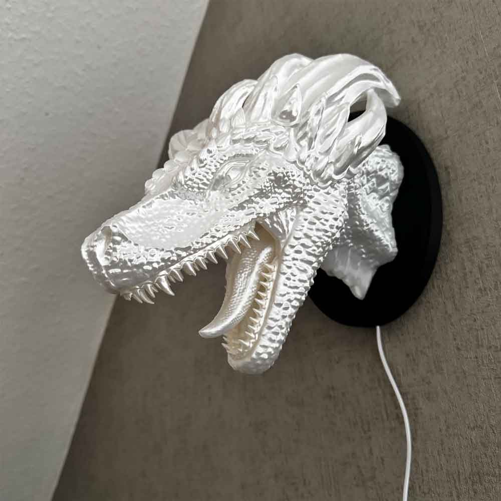 Drachenkopf Lampe, Wandlampe, Tischlampe