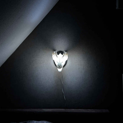 Drachenkopf Lampe, Wandlampe, Tischlampe