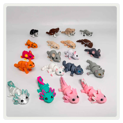 3D Mini Tiere im großen Osterei: Hund, Bartagame, Maus, Katze und Axolotl
