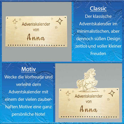 Drachen Familien Adventskalender - bis zu 6 Namen Personalisierbar (befüllt mit 4 bis 24 Drachen)