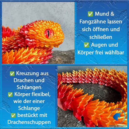 Beschreibung einer beweglichen Drachenschlange-Klapperschlange-Viper 3D gedruckt