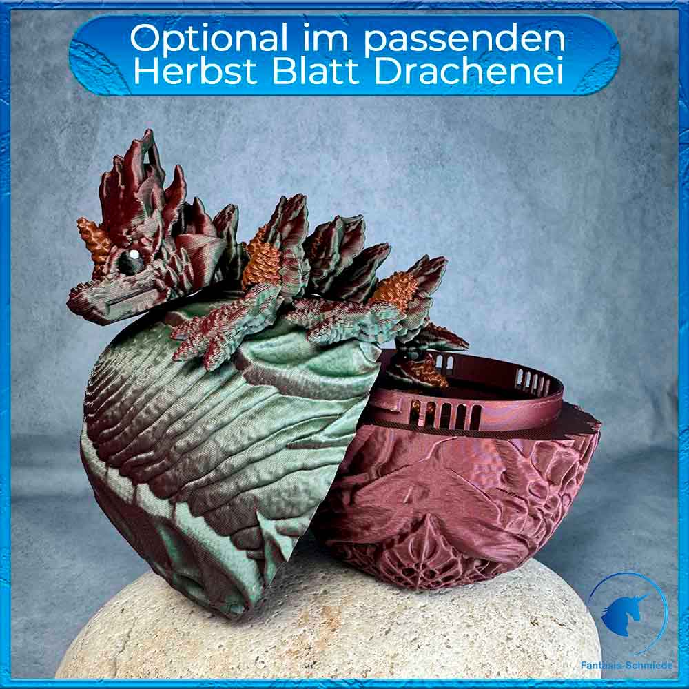 Baby Herbstdrache - optional im Blatt Drachenei