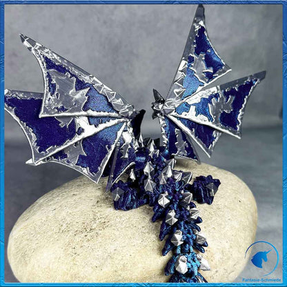 Baby Wolfdrache mit Flügel - Blau Lila mix (Glitzer) - Silber