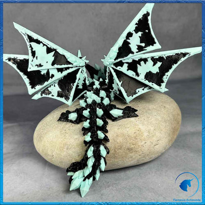 Baby Wolfdrache mit Flügel - Schwarz - Babyblauweiß