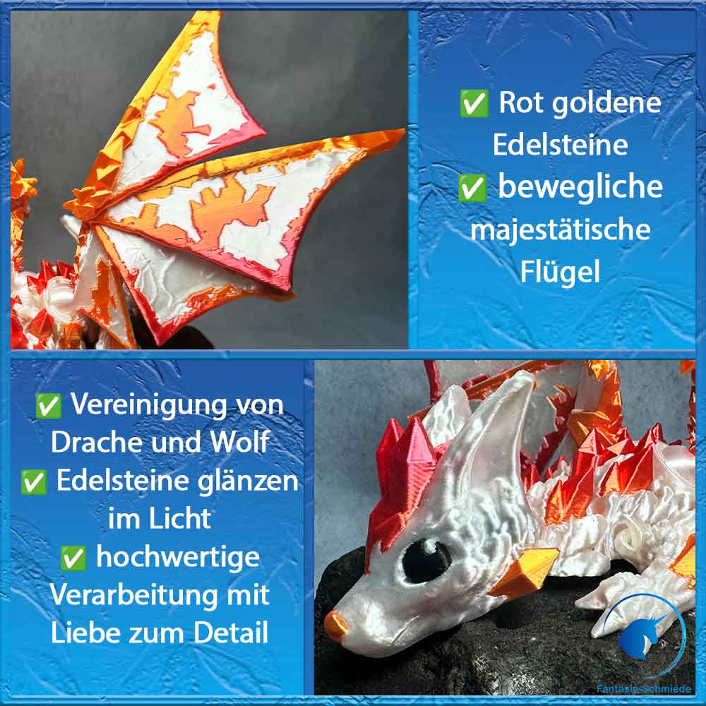 Das Gesicht des Wolfsdrachen zu sehen als Detail Aufnahme