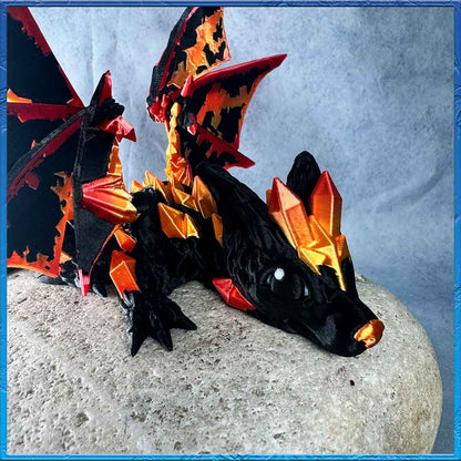 Baby Wolfsdrache mit Flügel - Schwarz gold rot