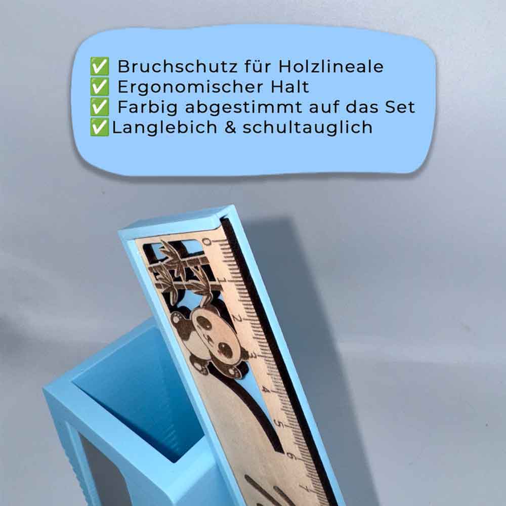 Einschulungs-Set mit personalisiertem Lineal, 3D-Stiftehalter, Gummi Drache & Drachenei