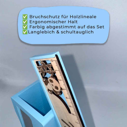 Einschulungs-Set mit personalisiertem Lineal, 3D-Stiftehalter, Gummi Drache & Drachenei