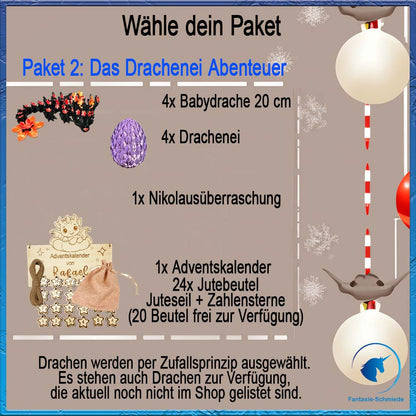 Drachen Adventskalender - Personalisierbar (4 bis 24 Drachen)