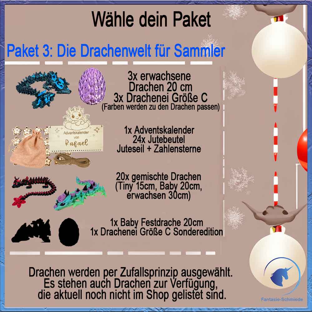 Drachen Adventskalender - Personalisierbar (4 bis 24 Drachen)