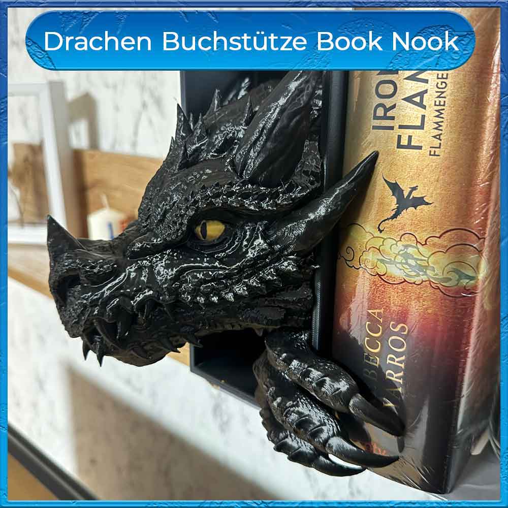 Drachen Buchstuetze - Book Nook - Buecherecke