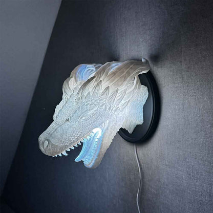 Drachenkopf Lampe, Wandlampe, Tischlampe