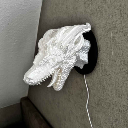 Drachenkopf Lampe, Wandlampe, Tischlampe