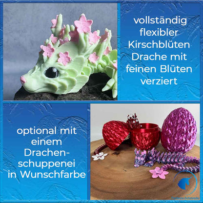 Kirschblütendrache Baby - Mintgrün - Rosa