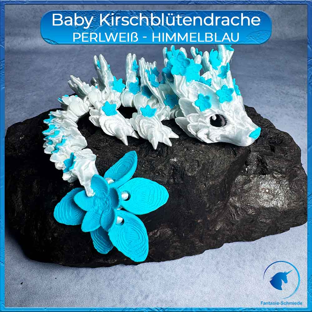 Kirschblütendrache Baby - Perlweiß - Himmelblau