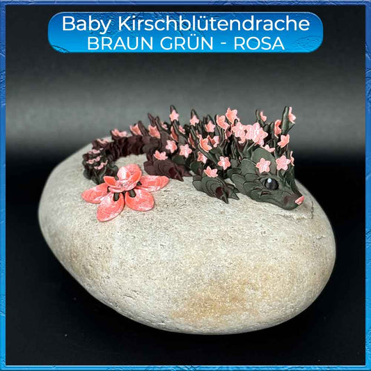 Kirschblütendrache Baby - Braun Waldgrün - Rosa