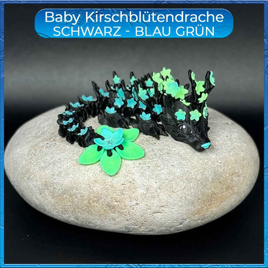 Kirschblütendrache Baby - Schwarz - Blau Grün