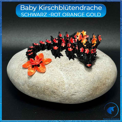 Kirschblütendrache Baby - Schwarz - Rot Orange Gold