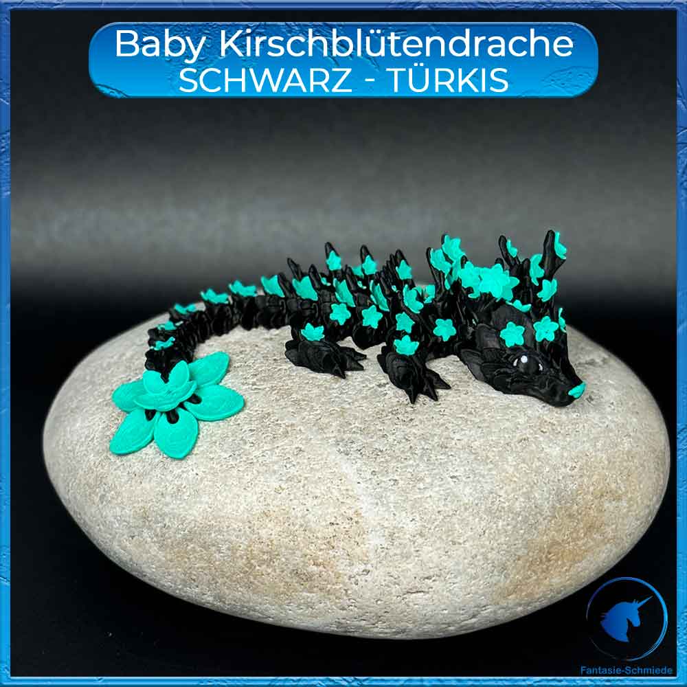 Kirschblütendrache Baby - Schwarz - Türkis