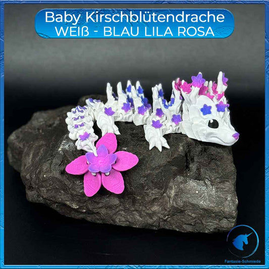 Kirschblütendrache Baby - Weiß - Blau Lila Rosa