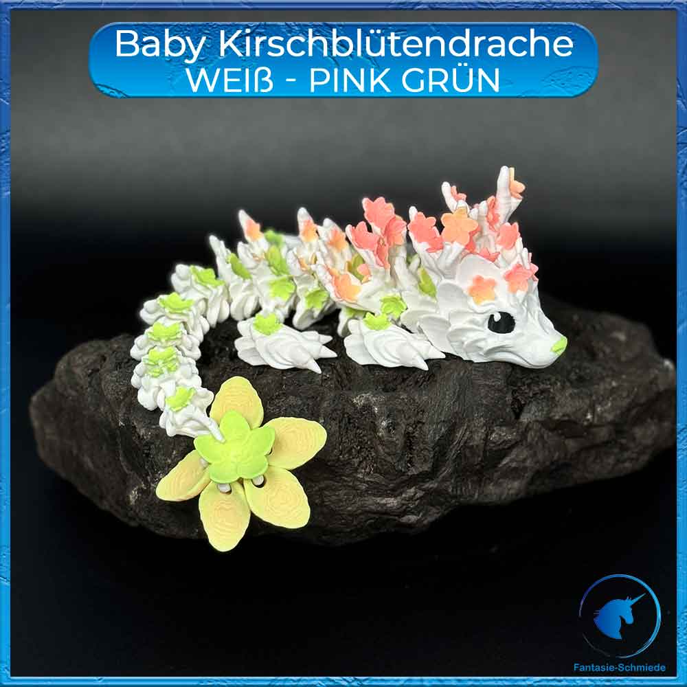 Kirschblütendrache Baby - Weiß - Pink Grün