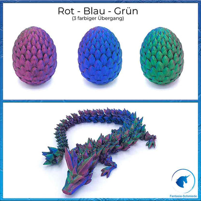 Gelenkiger Kristalldrache - mit Drachenei (Farbauswahl)