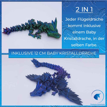 Gelenkiger Kristalldrache mit Flügel 2 in 1