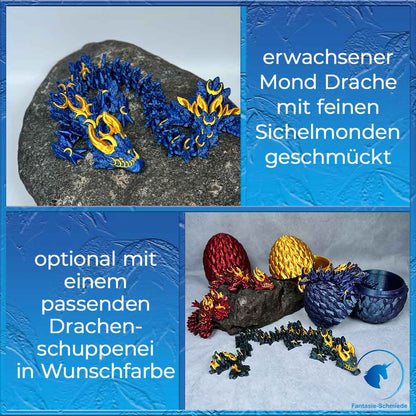 Mond Drache Erwachsen - Blau/Gold