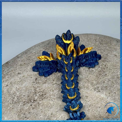 Mond Drache Erwachsen - Blau/Gold