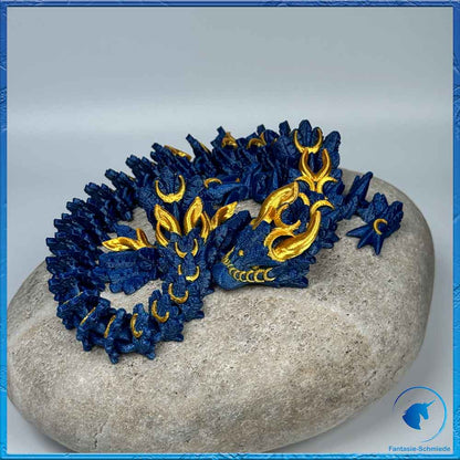 Mond Drache Erwachsen - Blau/Gold