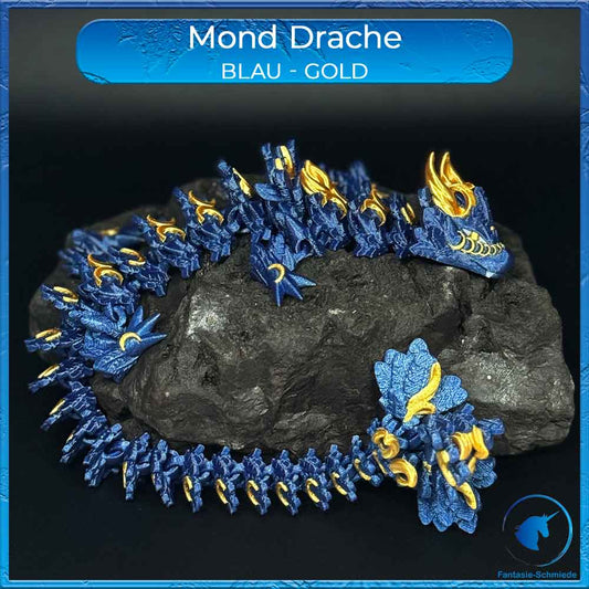 Mond Drache Erwachsen - Blau/Gold