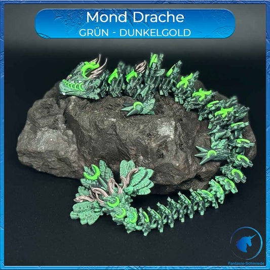 Mond Drache Erwachsen - Grün/Grün/Dunkelgold