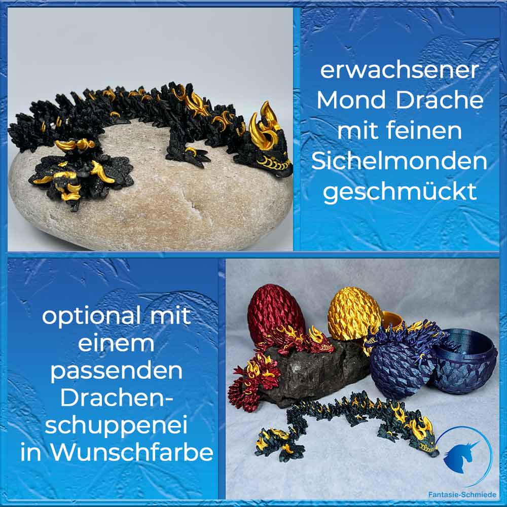 Mond Drache Erwachsen - Schwarz/Gold