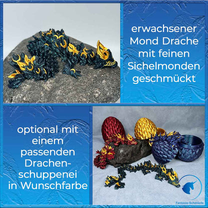 Mond Drache Erwachsen - Schwarz Grün/Gold