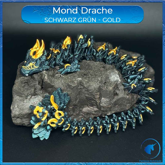 Mond Drache Erwachsen - Schwarz Grün/Gold