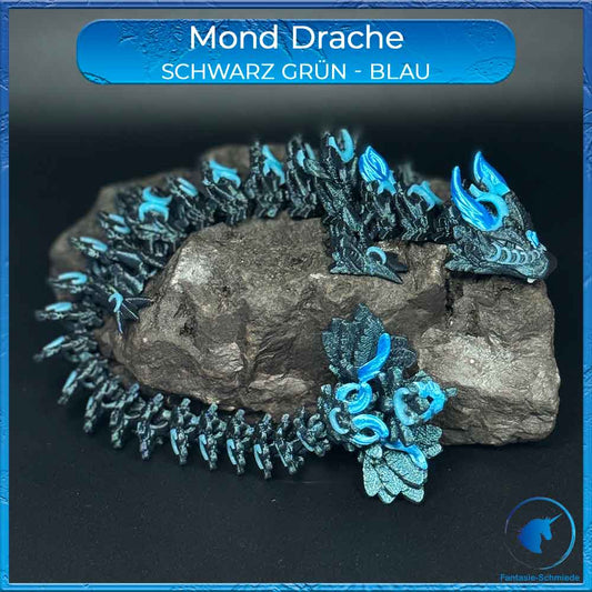 Mond Drache Erwachsen - Schwarz Grün/Blau