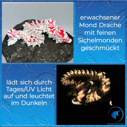 Mond Drache Erwachsen - Weiß/Rot/Rosa