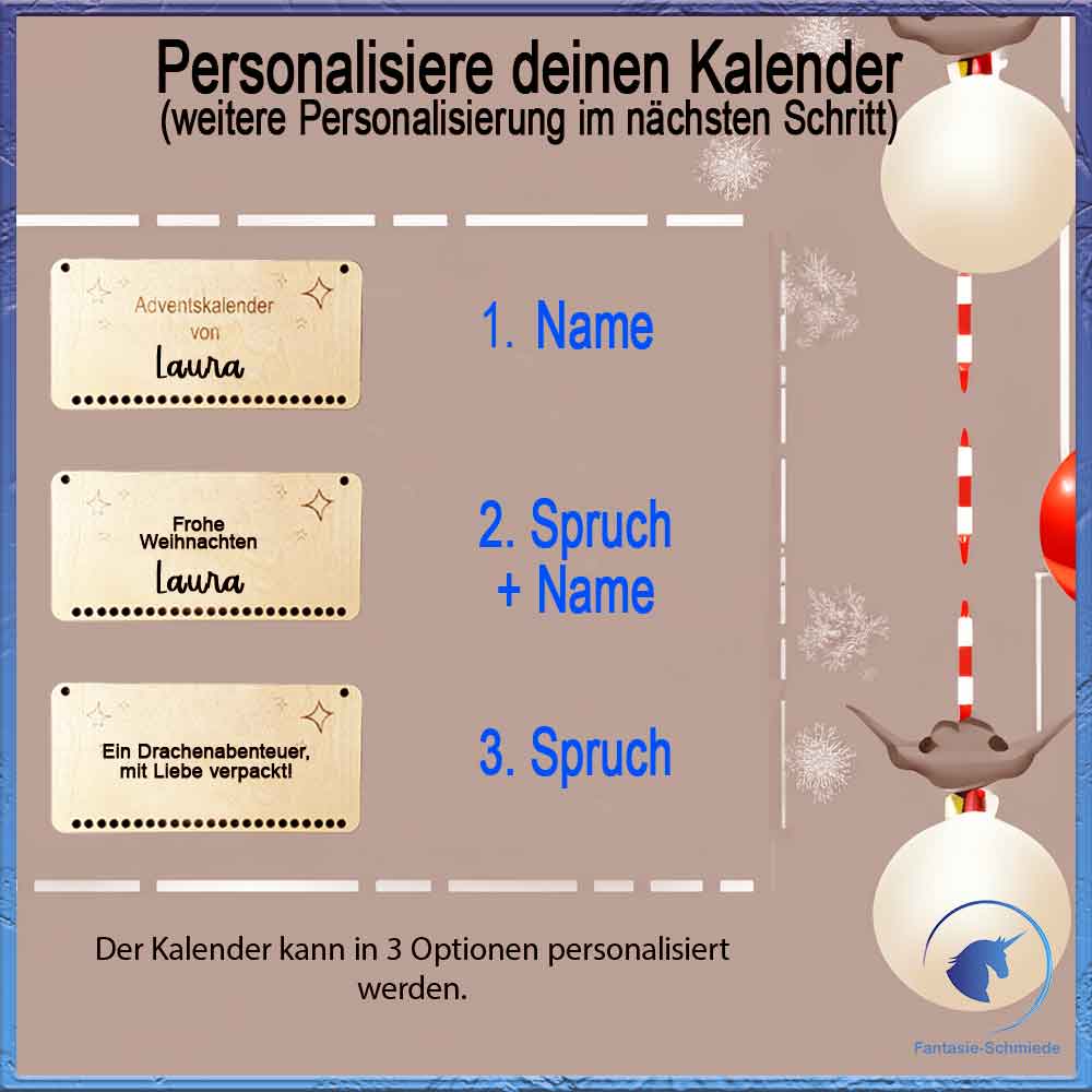 Drachen Adventskalender - Personalisierbar (4 bis 24 Drachen)