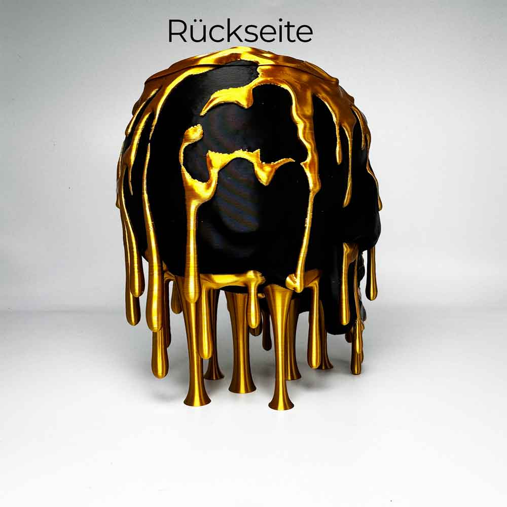 Schädel mit goldenen Tropfen – Gothic und Halloween Deko