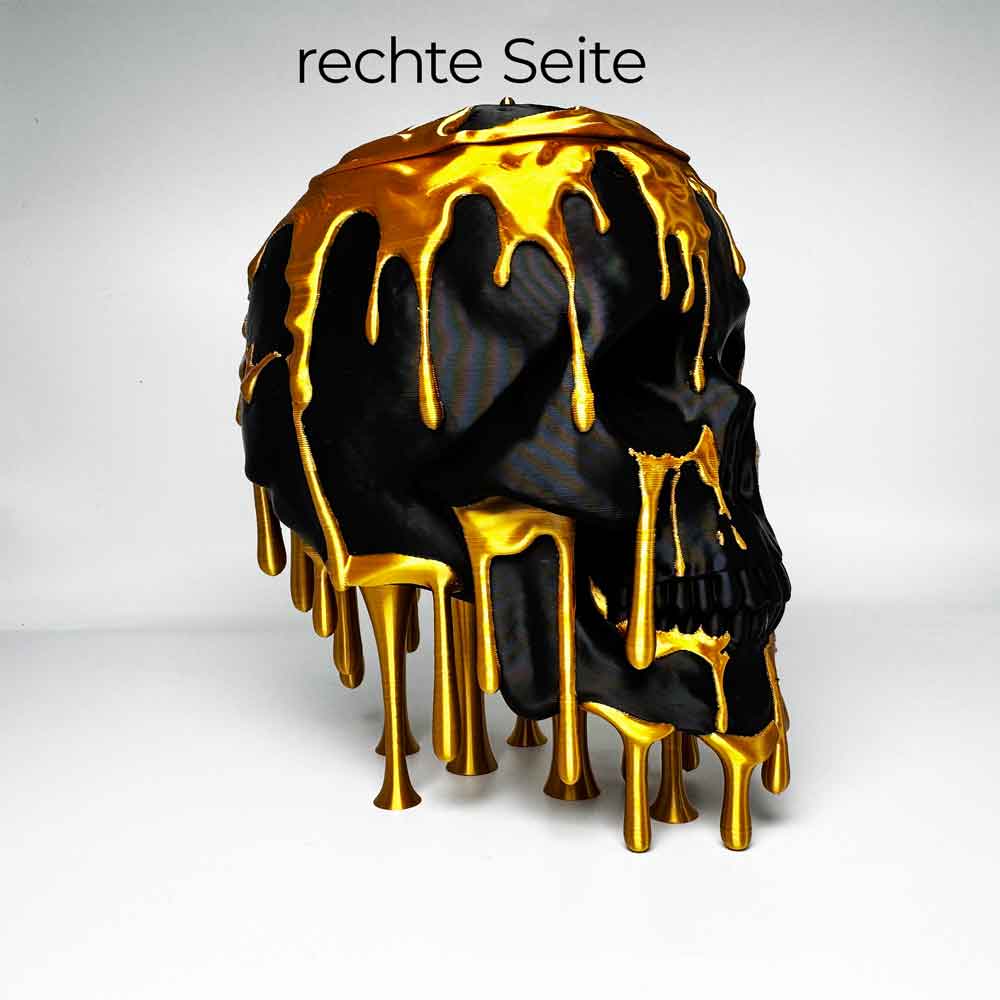 Schädel mit goldenen Tropfen – Gothic und Halloween Deko