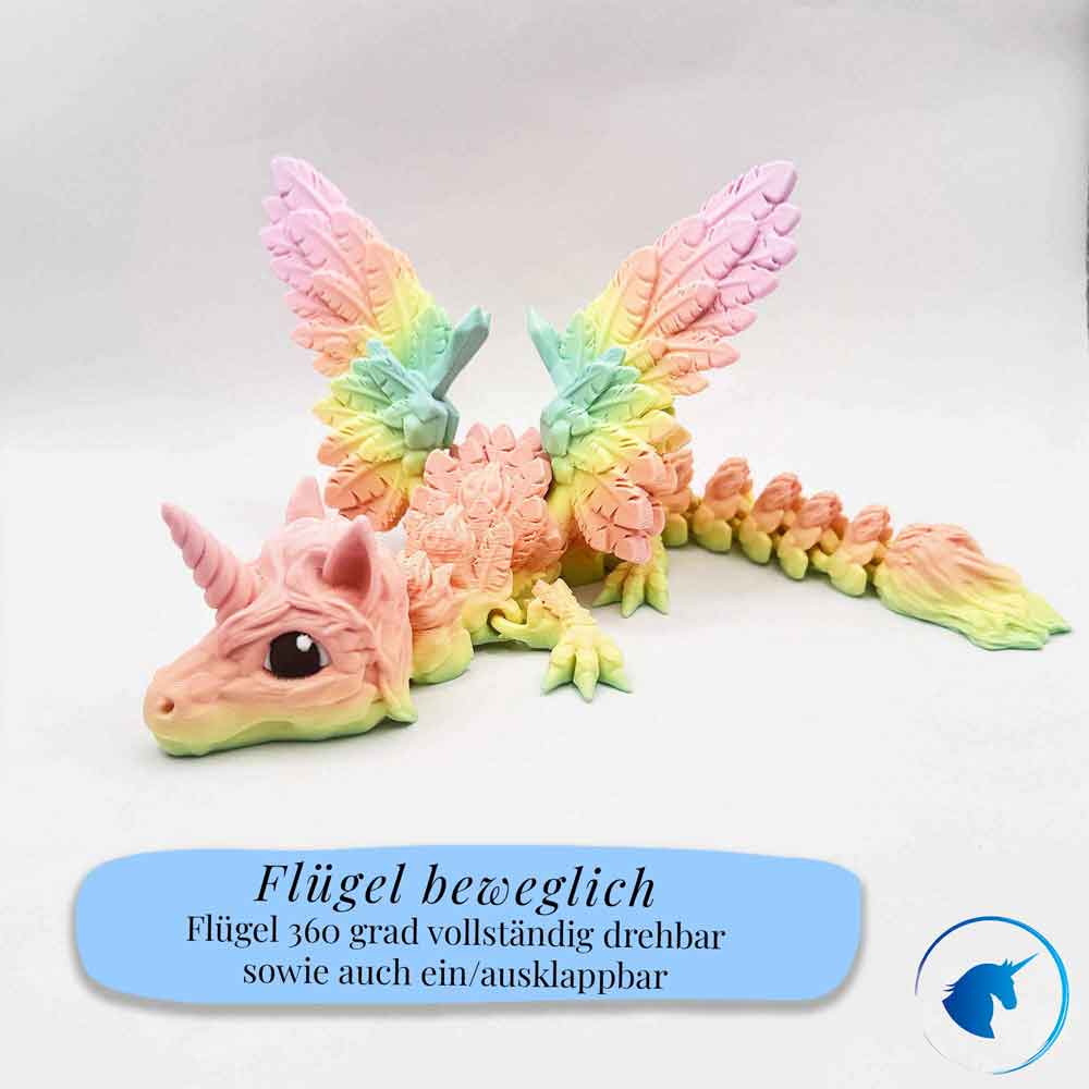 Flexibler Baby Alicorn Drache mit Flügel