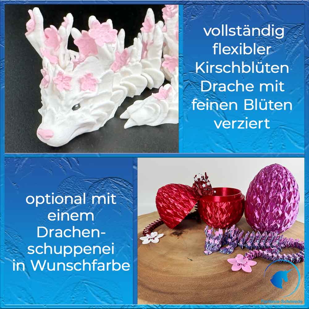 Kirschblüten Drache Erwachsen - optional im Drachenei